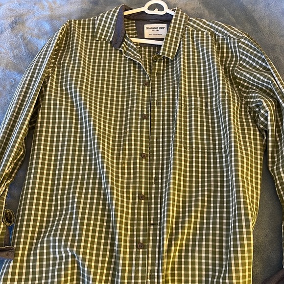 Cedarwood State Shirts Mens Army Green And White Checkered Xl Dress